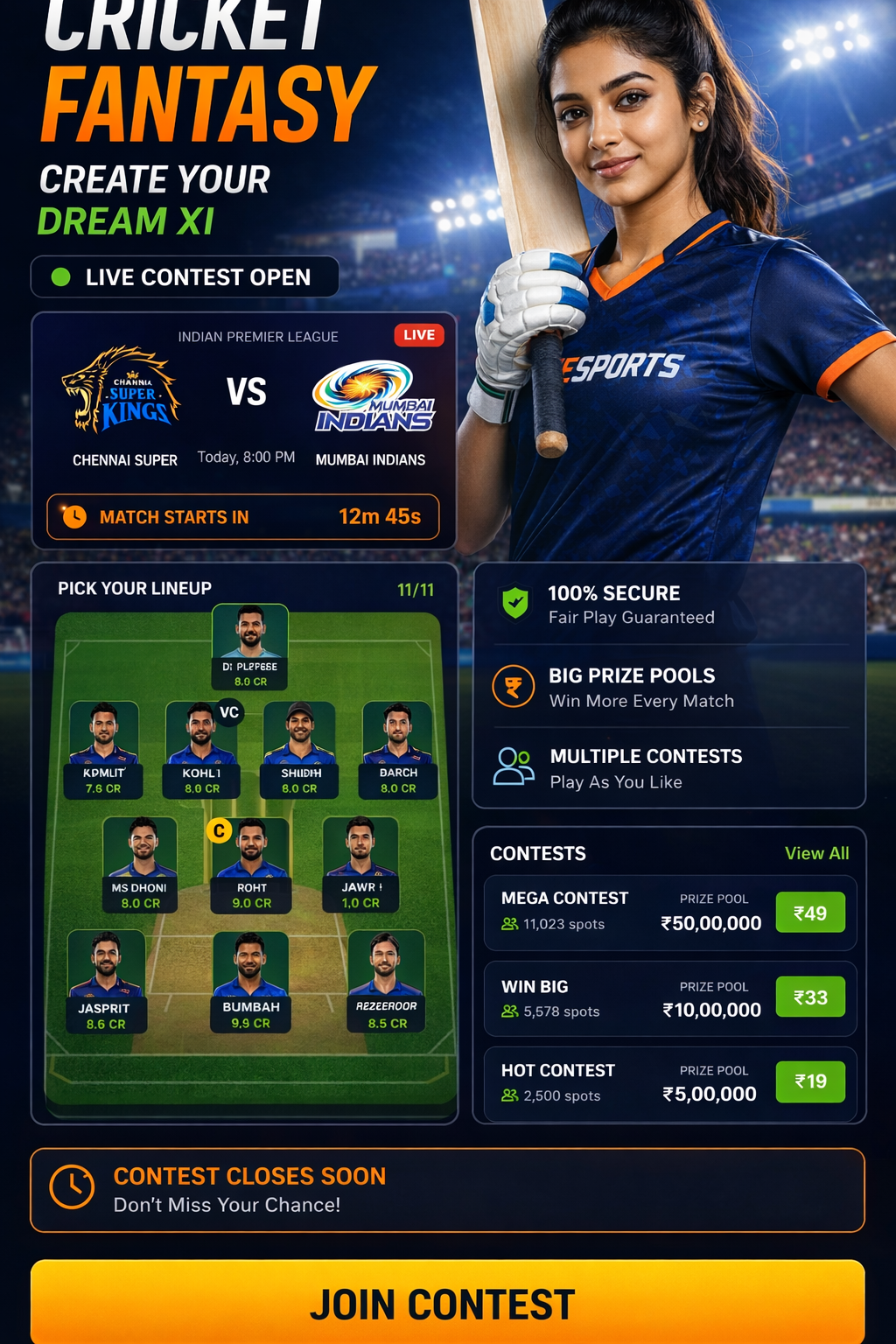 Come App 365 cricket matchday visual