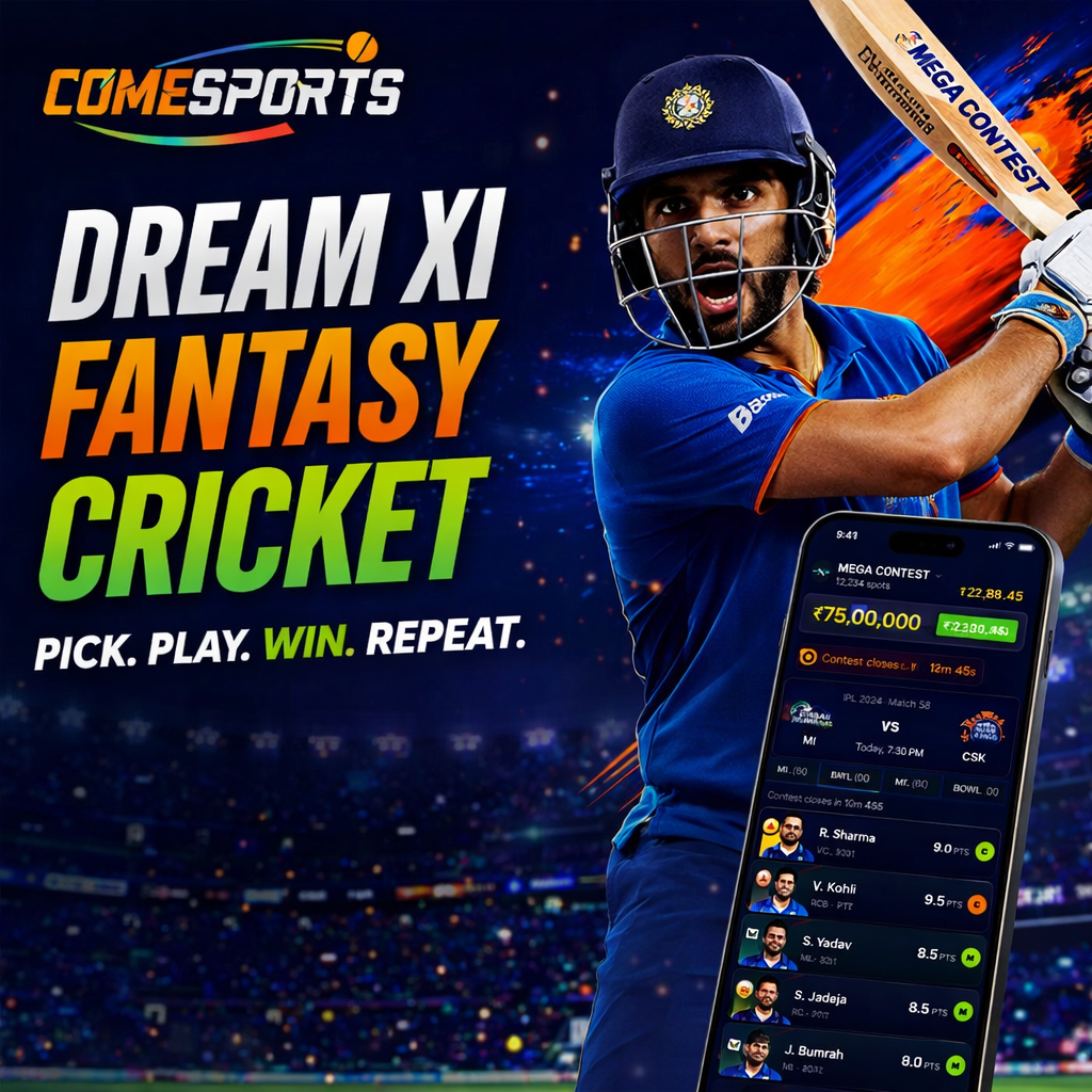 Come App 365 Dream XI fantasy cricket ad visual