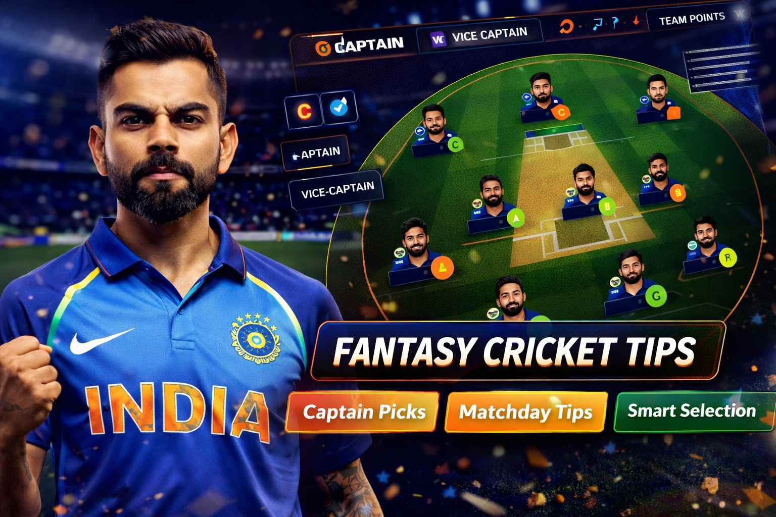 Come App 365 role based fantasy cricket checklist
