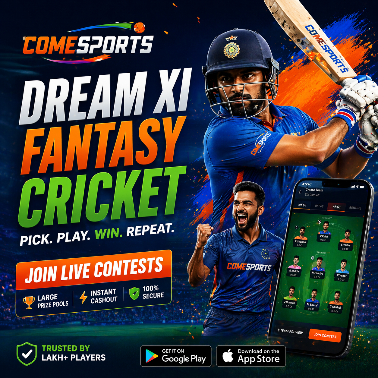 Come App 365 fantasy sports main visual
